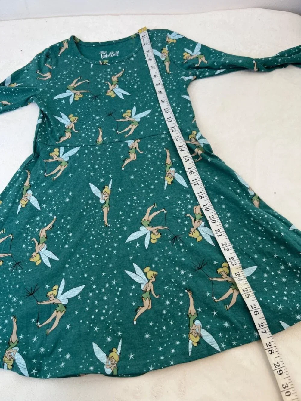 Tinkerbell Girls Twirly Dress M 7/8 Dark Teak Peter Pan Disney Long Sleeve Fairy